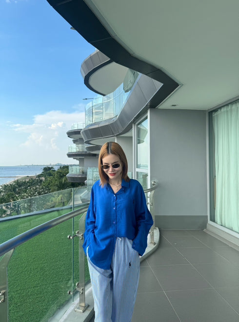 Women Casual Long Sleeves Shirt With Stripes Trousers